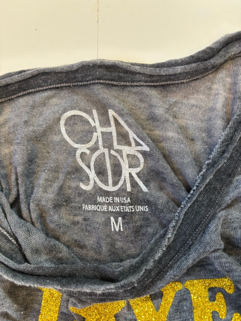 Chaser Gray Tee with Gold Glitter Print - Picture 2 of 6